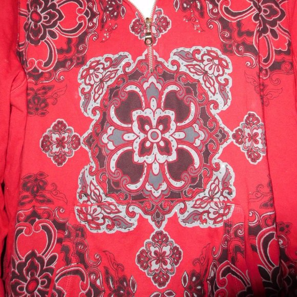 3X STYLE & CO. RED HOODED FAUX LAYER TUNIC TOP GRAHIC DESIGN - Picture 7 of 10